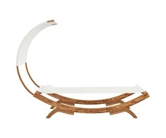 Lauko gultas su stogeliu, kreminis, 100x200x126cm, mediena
