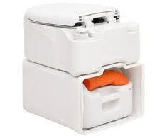 Integruotas stovyklavimo tualetas, baltas, 24+17l, HDPE/plienas