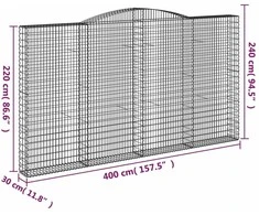 Išlenkti gabiono krepšiai, 15vnt., 400x30x220/240cm, geležis