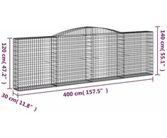 Išlenkti gabiono krepšiai, 20vnt., 400x30x120/140cm, geležis