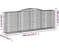 Išlenkti gabiono krepšiai, 20vnt., 400x50x140/160cm, geležis