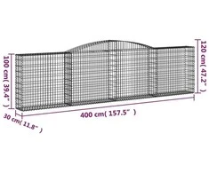 Išlenkti gabiono krepšiai, 2vnt., 400x30x100/120cm, geležis