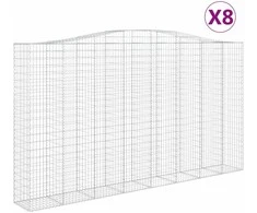 Išlenkti gabiono krepšiai, 8vnt., 400x50x220/240cm, geležis