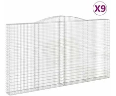 Išlenkti gabiono krepšiai, 9vnt., 400x30x220/240cm, geležis