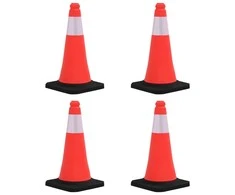 Įspėjamieji kūgiai su tvirtais pagrindais, 4vnt., 50cm