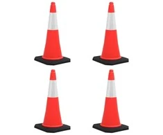 Įspėjamieji kūgiai su tvirtais pagrindais, 4vnt., 75cm