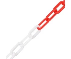 Įspėjamoji grandinė, raudonos ir baltos spalvos, 30m, plastikas