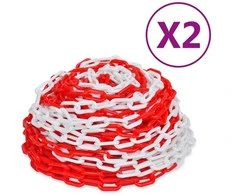 Įspėjamosios grandinės, 2vnt., raudonos/baltos, plastikas, 30m