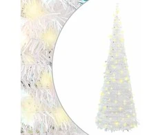 Išskleidžiama dirbtinė Kalėdų eglutė, balta, 180cm, 150 LED