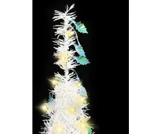 Išskleidžiama dirbtinė Kalėdų eglutė, balta, 120cm, 50 LED