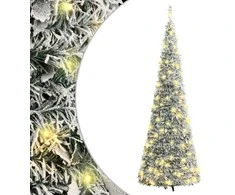 Išskleidžiama dirbtinė Kalėdų eglutė su sniegu, 210cm, 200 LED