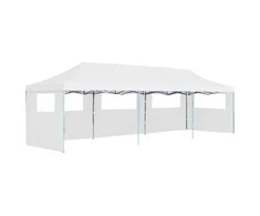 Išskleidžiama proginė palapinė su 5 sienomis, balta, 3x9m