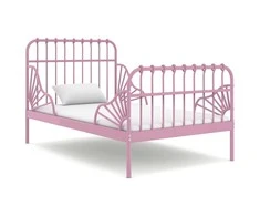 Lova Išskleidžiamas lovos rėmas, rožinis, 80x130/200cm, metalas