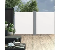 Ištraukiama dviguba šoninė kiemo pertvara, kreminė, 170x600cm
