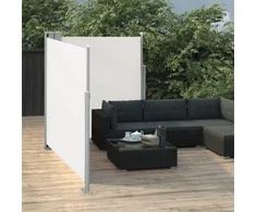 Ištraukiama dviguba šoninė kiemo pertvara, kreminė, 170x600cm