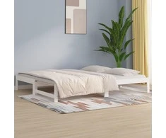 Ištraukiama lova, balta, 2x(80x200)cm, pušies medienos masyvas