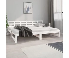 Ištraukiama lova, balta, 2x(80x200)cm, pušies medienos masyvas