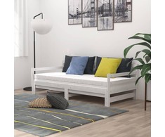Ištraukiama lova, balta, 2x(90x200)cm, pušies medienos masyvas
