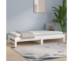 Ištraukiama lova, balta, 2x(90x200)cm, pušies medienos masyvas