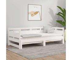 Ištraukiama lova, balta, 2x(90x200)cm, pušies medienos masyvas