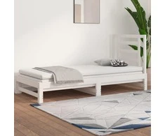 Ištraukiama lova, balta, 2x(90x200)cm, pušies medienos masyvas