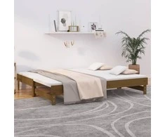 Ištraukiama lova, medaus ruda, 2x(100x200)cm, pušies masyvas