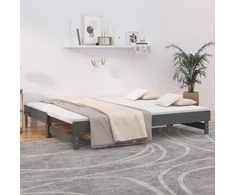 Ištraukiama lova, pilka, 2x(80x200)cm, pušies medienos masyvas