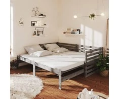 Ištraukiama lova, pilka, 2x(90x200)cm, pušies medienos masyvas