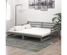 Ištraukiama lova, pilka, 2x(90x200)cm, pušies medienos masyvas