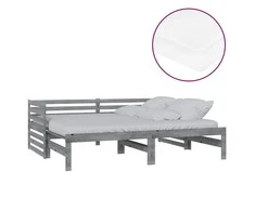 Ištraukiama lova, pilka, 2x(90x200)cm, pušies medienos masyvas