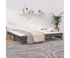 Ištraukiama lova, pilka, 2x(90x200)cm, pušies medienos masyvas