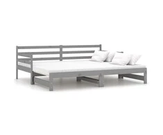 Ištraukiama lova, pilka, 2x(90x200)cm, pušies medienos masyvas