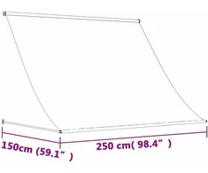 Ištraukiama markizė, antracito, 250x150cm, audinys ir plienas