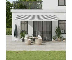 Ištraukiama markizė, antracito/balta, 5x3m, audinys/aliuminis