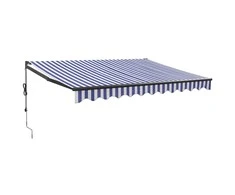 Automatinė ištraukiama markizė, mėlyna/balta, 3x2,5m