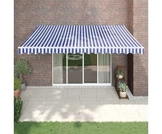 Automatinė ištraukiama markizė, mėlyna ir balta, 4,5x3m