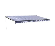 Ištraukiama markizė, mėlyna/balta, 5x3m, audinys ir aliuminis