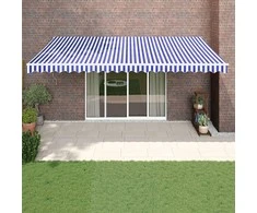 Automatinė ištraukiama markizė, mėlyna ir balta, 5x3m