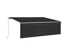 Ištraukiama markizė su uždanga ir LED, antracito, 4x3m