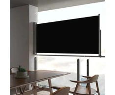 Ištraukiama šoninė kiemo pertvara, juodos spalvos, 60x300cm