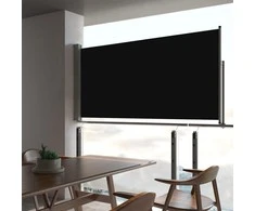 Ištraukiama šoninė kiemo pertvara, juodos spalvos, 80x300cm
