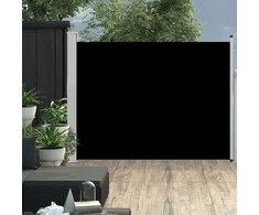 Ištraukiama šoninė kiemo pertvara, juodos spalvos, 140x500cm