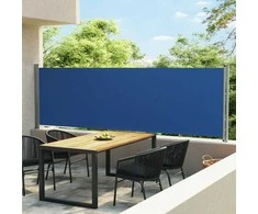 Ištraukiama šoninė kiemo pertvara, mėlynos spalvos, 140x600cm