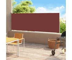Ištraukiama šoninė kiemo pertvara, rudos spalvos, 220x500cm