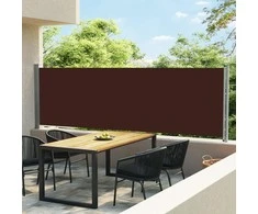 Ištraukiama šoninė kiemo pertvara, rudos spalvos, 140x600cm