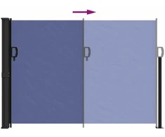 Ištraukiama šoninė markizė, mėlynos spalvos, 140x500cm