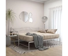 Lova Ištraukiamos sofos-lovos rėmas, baltas, 90x200cm, metalas