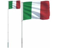 Italijos vėliava su stiebu, aliuminis, 5,55m