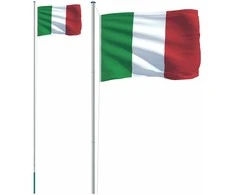 Italijos vėliava su stiebu, aliuminis, 6,23m