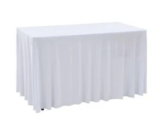 Įtempiamos staltiesės su sijonais, 2 vnt., baltos, 183x76x74 cm